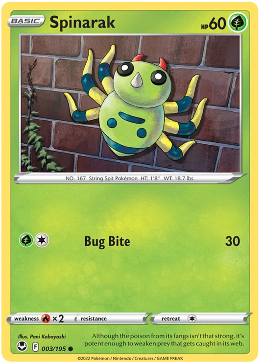 Pokémon Spinarak #003 common kaart uit Silver Tempest set