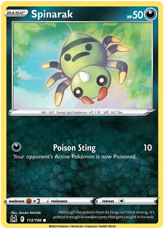 Pokémon Spinarak #112/196 common kaart uit de Lost Origin set