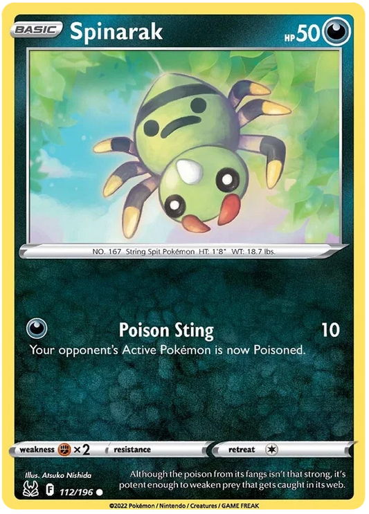 Pokémon Spinarak #112/196 common kaart uit de Lost Origin set