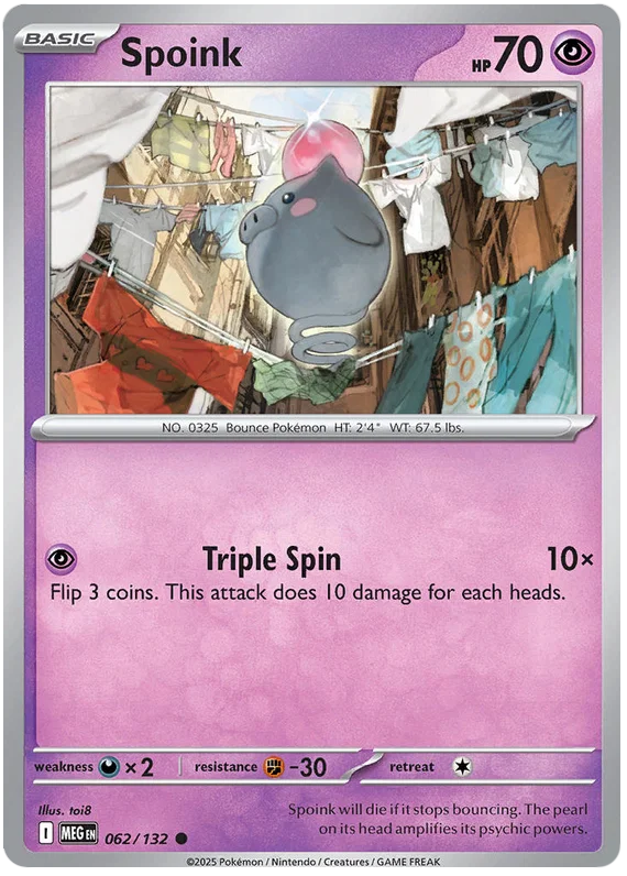 Pokémon Spoink #062 common kaart uit de Mega Evolution set