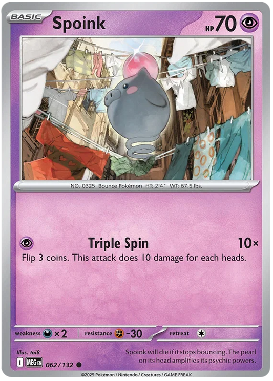 Pokémon Spoink #062 common kaart uit de Mega Evolution set