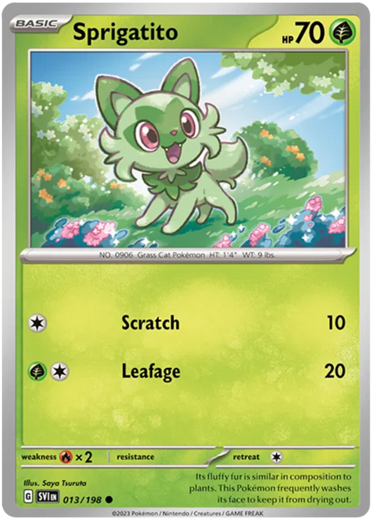 Sprigatito common kaart #013/198 uit de Pokémon Scarlet & Violet basisset