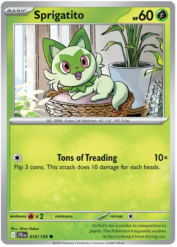 Sprigatito common kaart #016 uit de Pokémon Journey Together set