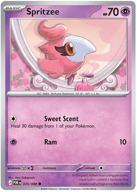 Spritzee common kaart nummer 035 uit de Pokémon Perfect Order set