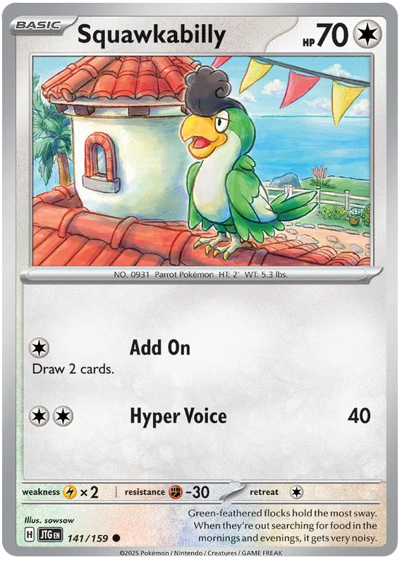 Squawkabilly common Pokémon kaart nummer 141 uit de Journey Together set