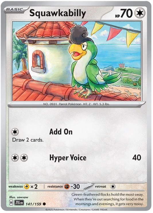 Squawkabilly common Pokémon kaart nummer 141 uit de Journey Together set