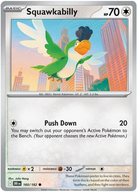 Squawkabilly common Pokémon kaart nummer 160 uit Destined Rivals