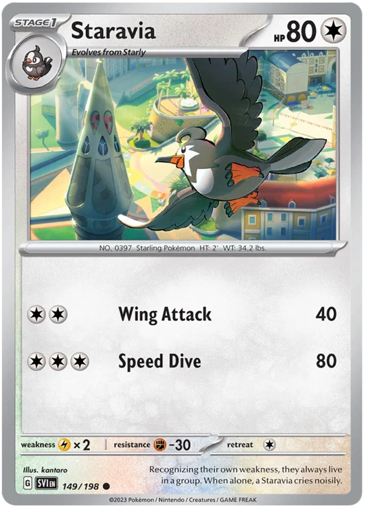 Pokémon Staravia #149 common kaart uit de Scarlet & Violet basisset