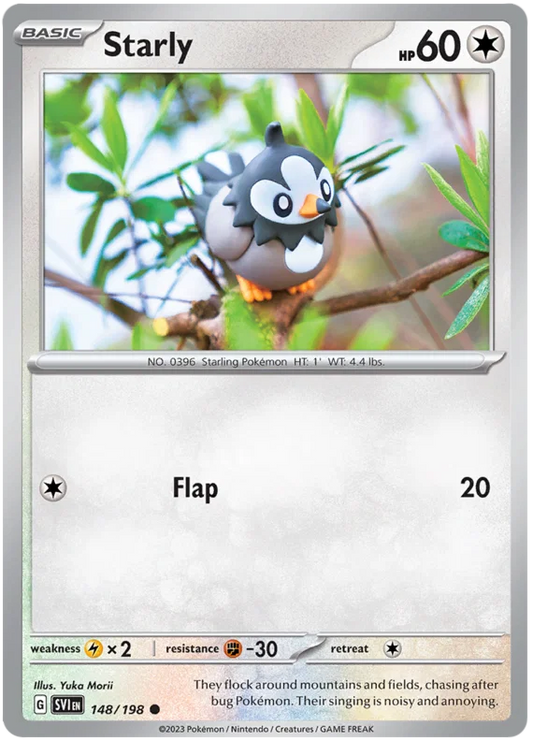 Starly common kaart #148 uit de Pokémon Scarlet & Violet basisset