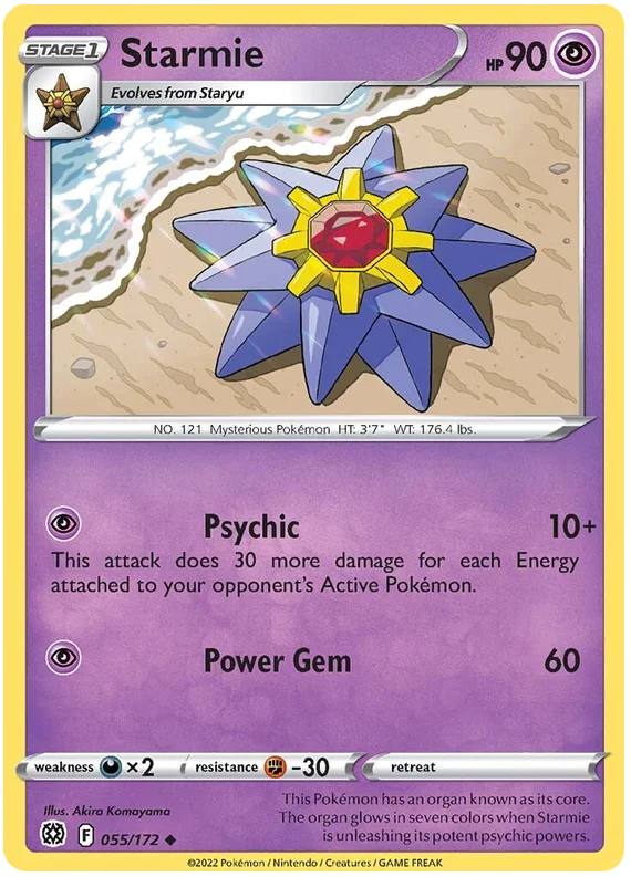Starmie common Pokémon kaart 055/172 uit de Brilliant Stars set