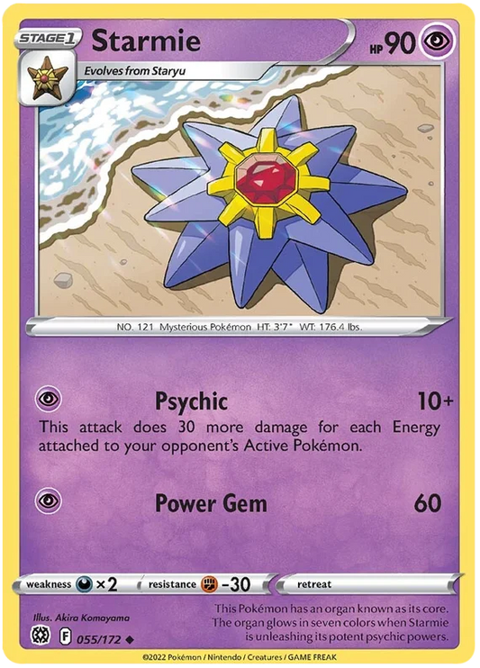 Starmie common Pokémon kaart 055/172 uit de Brilliant Stars set