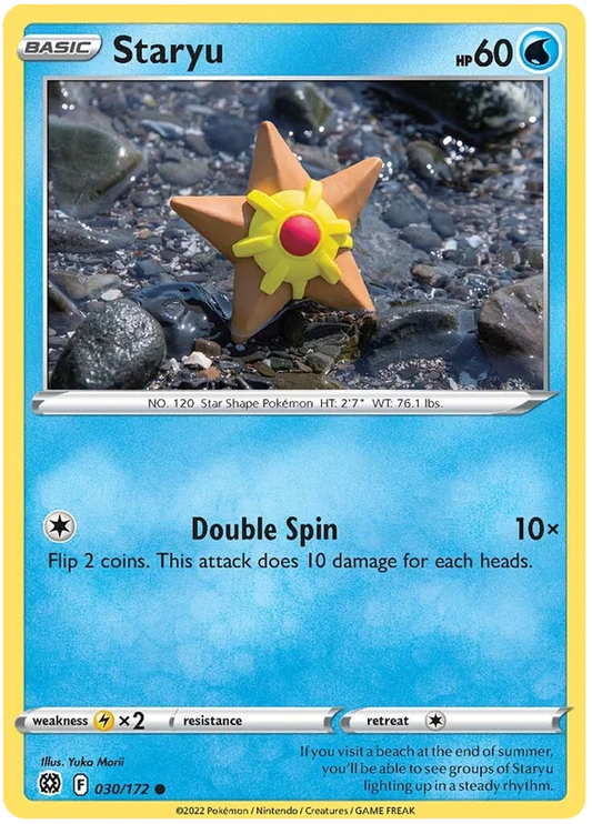 Staryu 030/172 common kaart uit de Pokémon Brilliant Stars set met Double Spin aanval