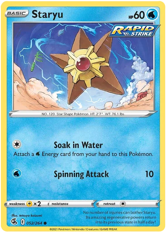 Pokémon Staryu common kaart #052/264 uit de Fusion Strike set met Rapid Strike symbool