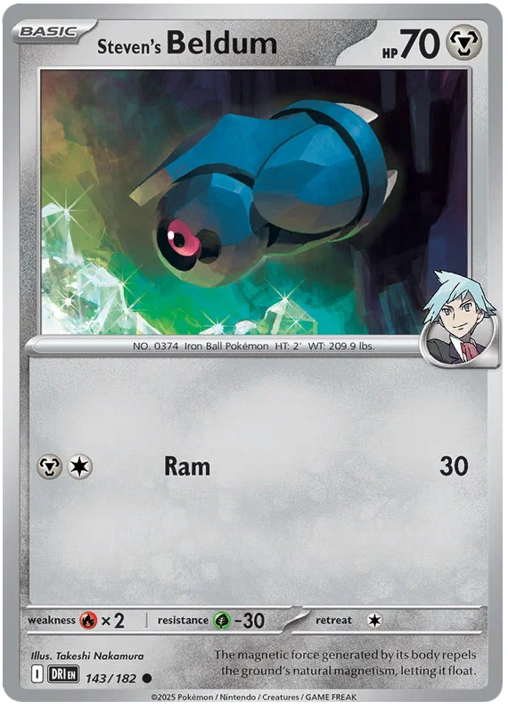 Steven's Beldum common Pokemon kaart nummer 143 uit de Destined Rivals set