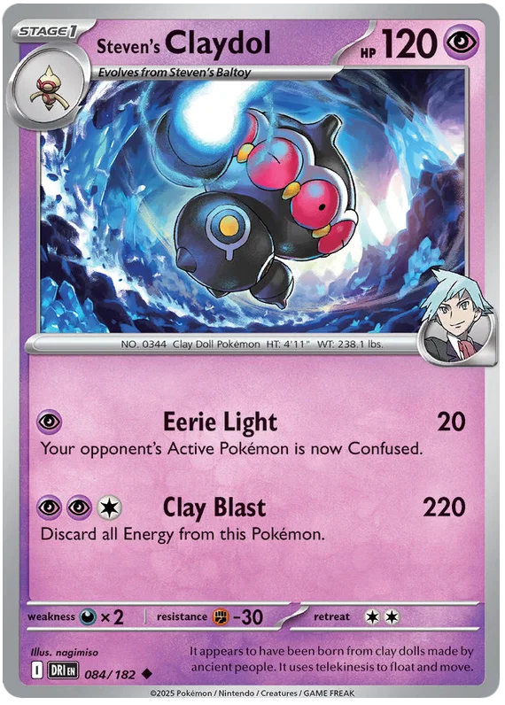 Steven's Claydol common kaart #084 uit de Pokémon Destined Rivals set
