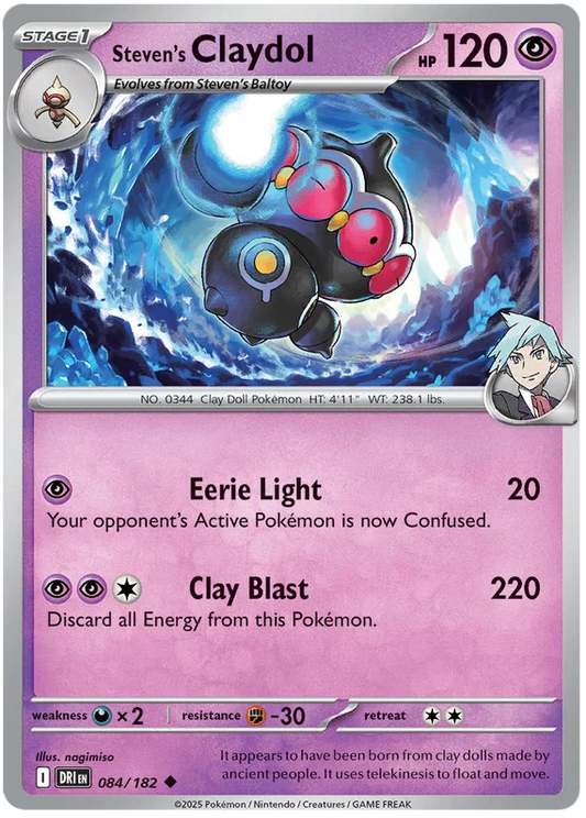 Steven's Claydol common kaart #084 uit de Pokémon Destined Rivals set