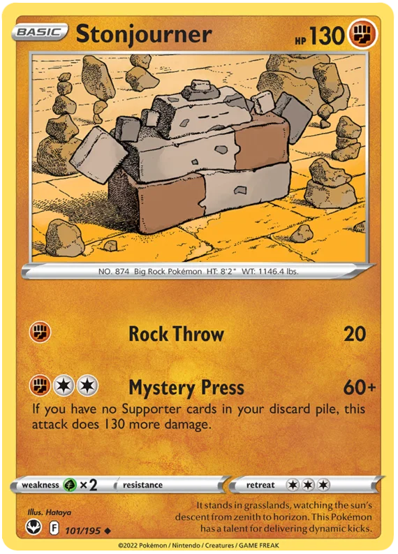 Stonjourner #101 common Pokémon kaart uit de Silver Tempest set