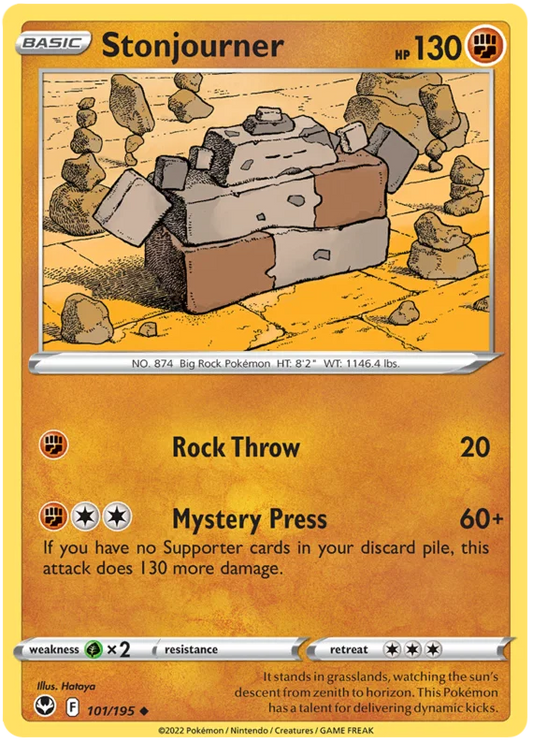 Stonjourner #101 common Pokémon kaart uit de Silver Tempest set