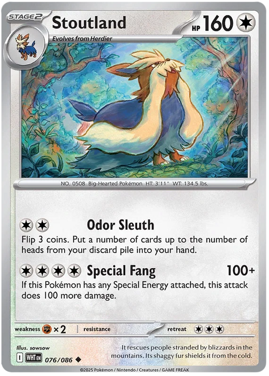 Stoutland common Pokémon kaart nummer 076 uit de White Flare set