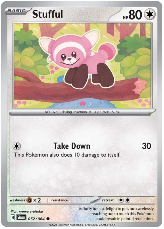 Pokémon Stufful common kaart nummer 052 uit de Shrouded Fable set