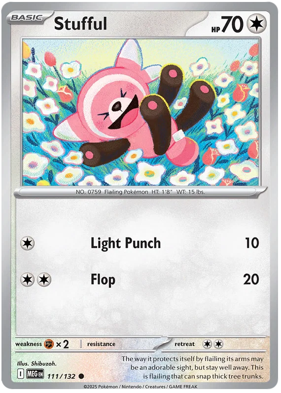 Pokémon Stufful #111 common kaart uit de Mega Evolution set