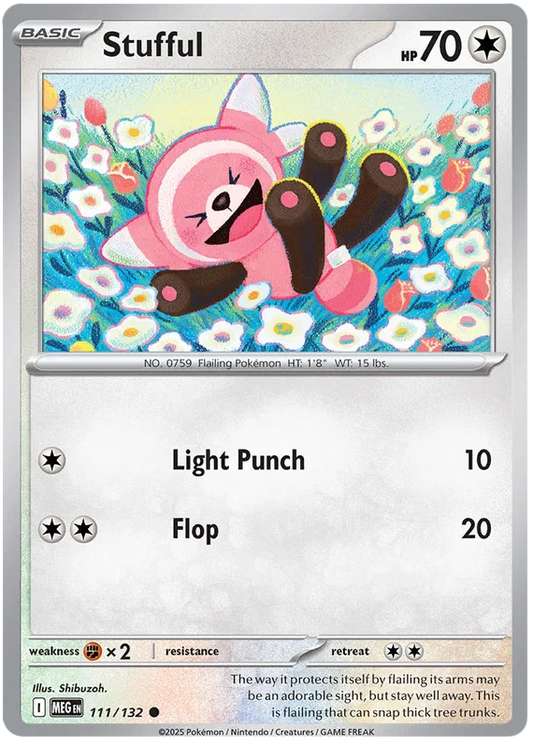 Pokémon Stufful #111 common kaart uit de Mega Evolution set