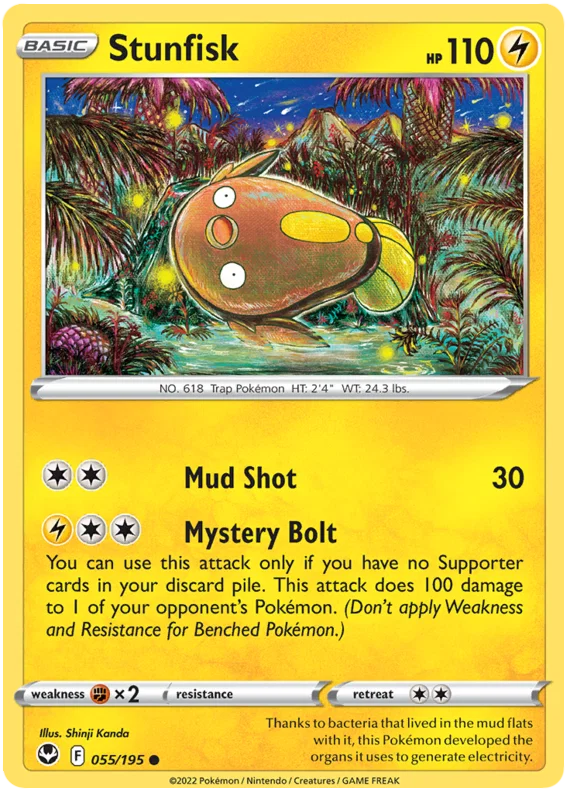 Stunfisk common kaart #055 uit de Pokemon Silver Tempest set