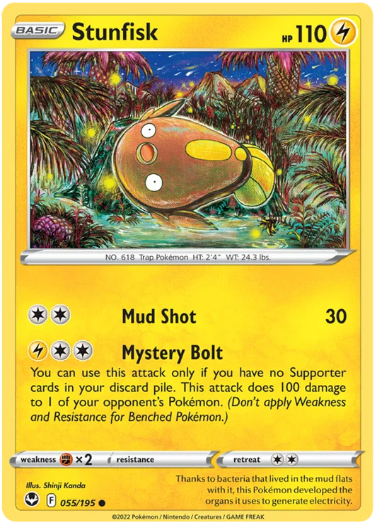 Stunfisk common kaart #055 uit de Pokemon Silver Tempest set