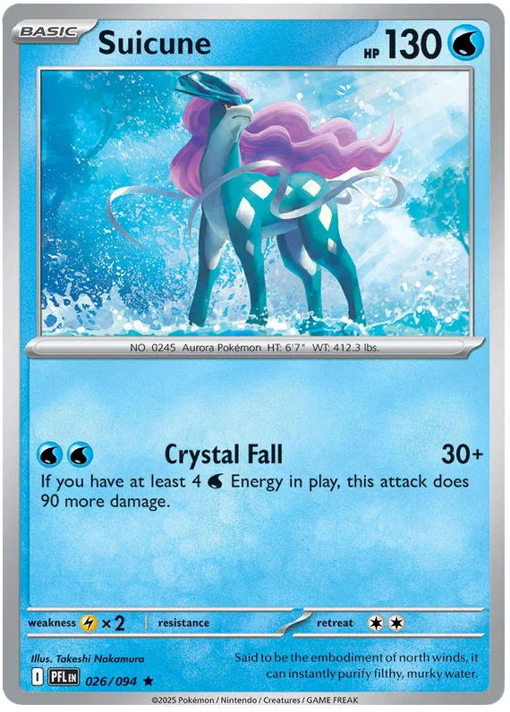 Suicune Holo #026 uit de Phantasmal Flames Pokémon kaartenset