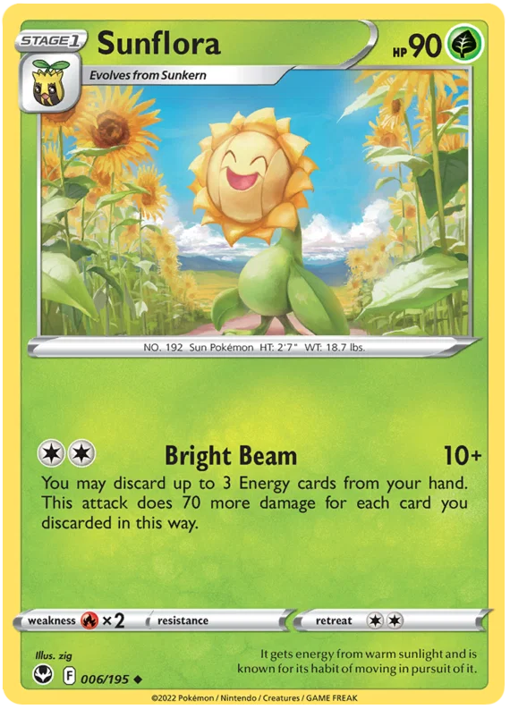 Sunflora common kaart #006/195 uit de Pokémon Silver Tempest set