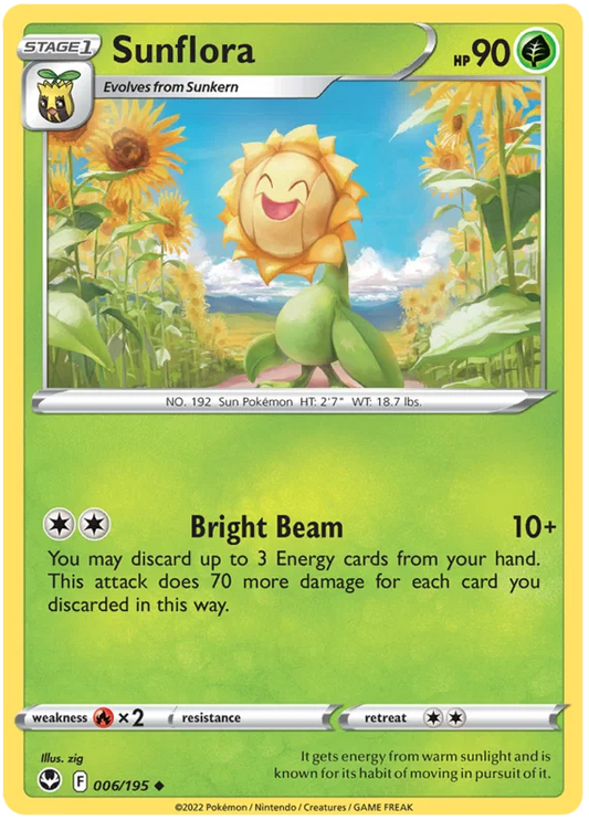 Sunflora common kaart #006/195 uit de Pokémon Silver Tempest set