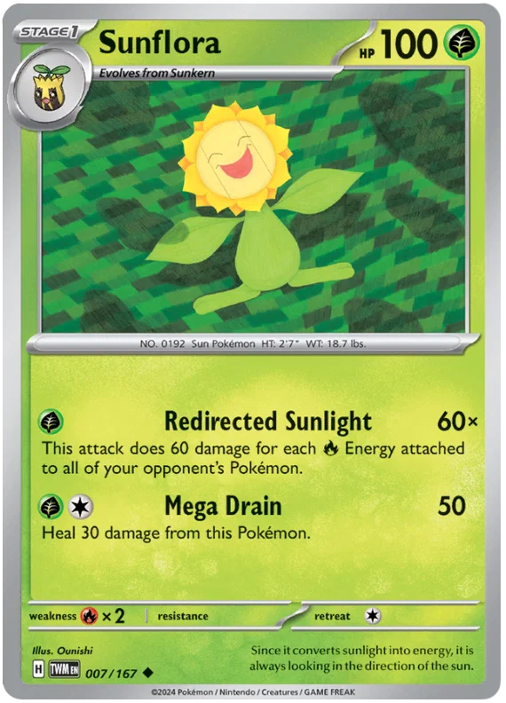 Sunflora common kaart #007 uit de Pokémon Twilight Masquerade set