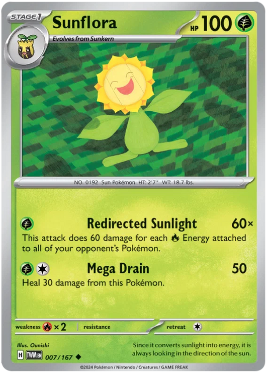 Sunflora common kaart #007 uit de Pokémon Twilight Masquerade set