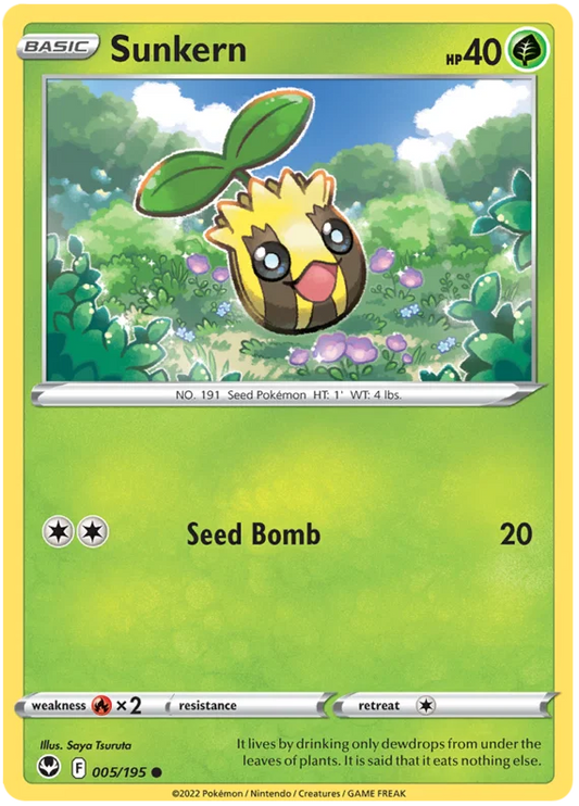 Pokémon Sunkern #005 common kaart uit Silver Tempest set
