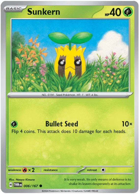 Sunkern common kaart nummer 006 uit de Pokémon-set Twilight Masquerade