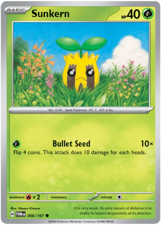 Sunkern common kaart nummer 006 uit de Pokémon-set Twilight Masquerade