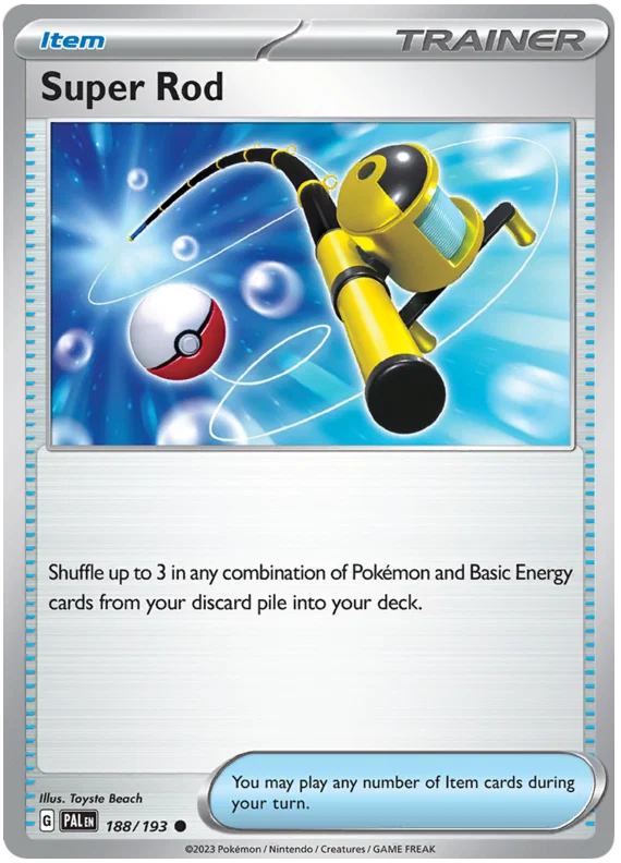 Super Rod #188 common Trainer kaart uit de Pokémon Paldea Evolved set