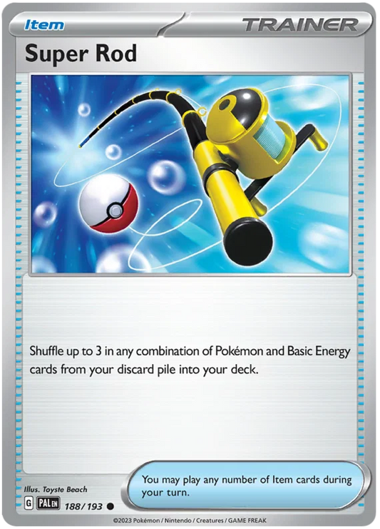 Super Rod #188 common Trainer kaart uit de Pokémon Paldea Evolved set
