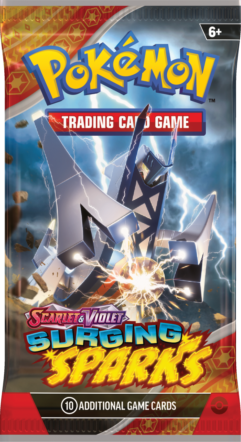 Pokémon Surging Sparks Sealed Booster Box met 36 booster packs en kans op Pikachu ex, Latias ex en zeldzame art kaarten.