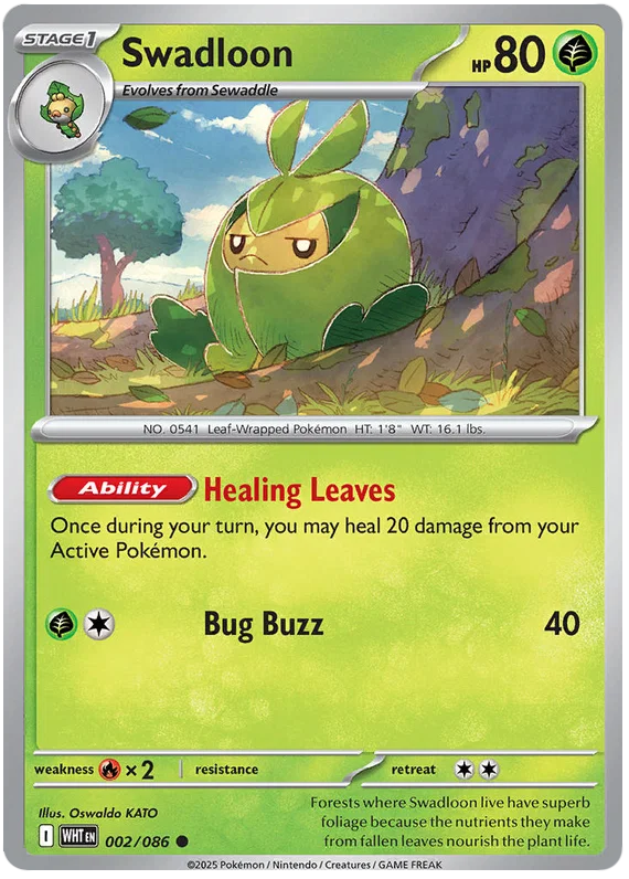Pokémon Swadloon #002 common kaart uit de White Flare set