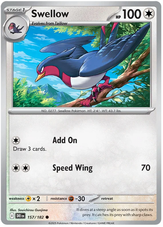 Pokémon Swellow #157 common kaart uit de Destined Rivals set