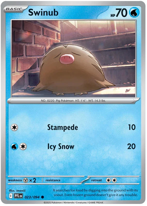 Pokémon Swinub common kaart nummer 023 uit de set Phantasmal Flames