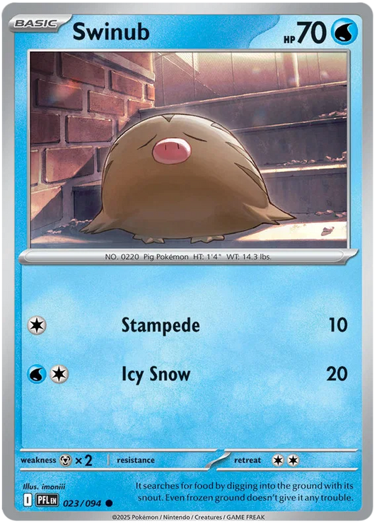 Pokémon Swinub common kaart nummer 023 uit de set Phantasmal Flames