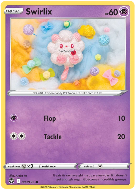 Pokémon Swirlix common kaart #083/195 uit de Silver Tempest set