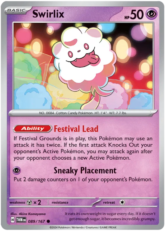 Pokémon Swirlix common kaart #089 uit de Twilight Masquerade set
