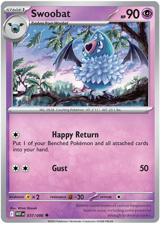 Swoobat common kaart nummer 037 uit de Pokémon White Flare set