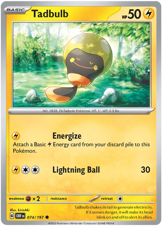 Tadbulb common Pokémon kaart nummer 074 uit Obsidian Flames set