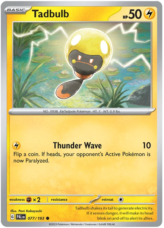 Tadbulb common Pokémon kaart #077 uit de Paldea Evolved set