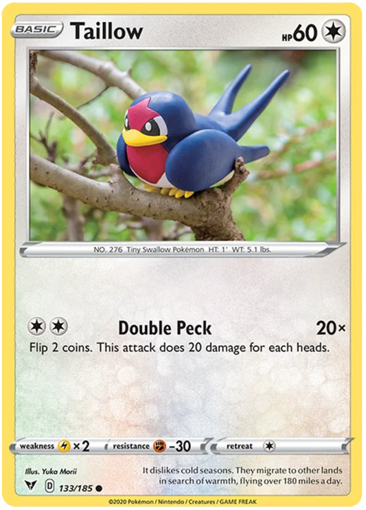 Pokémon Taillow #133/185 common kaart uit de Vivid Voltage set met Double Peck aanval