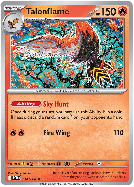 Pokémon Talonflame kaart #014 common uit de Perfect Order set